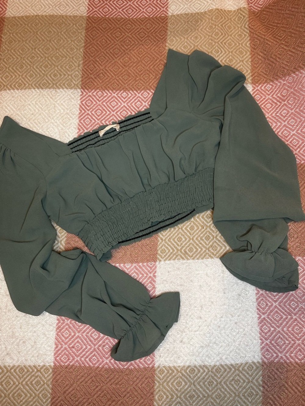 Altar'd State Sage Green Long Sleeve Crop Top